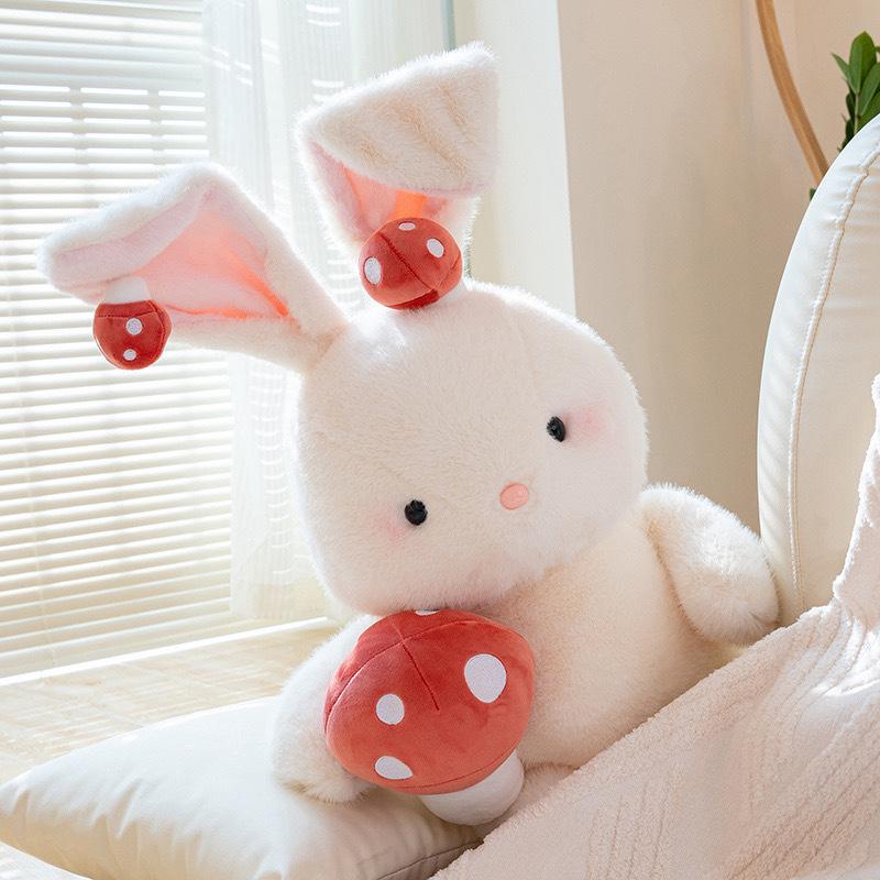 White Mushroom Rabbit Plush Toy - Cute Gift for Girls