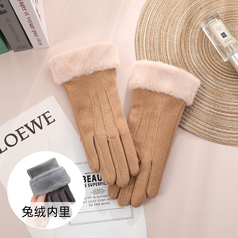 Fleecehandschuhe, Damen Herbst und Winter verdickt warm Reiten Kälte Fahren niedlich Kaninchen Samt Winter warme Handschuhe