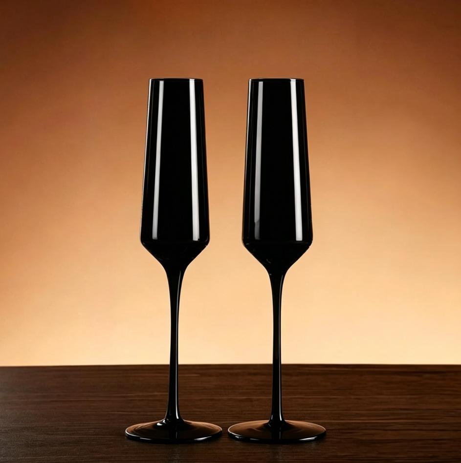 Minimalist Long Stem Champagne Flutes Clear Crystal Glasses for Sparkling Wine Home Bar Party Decor
