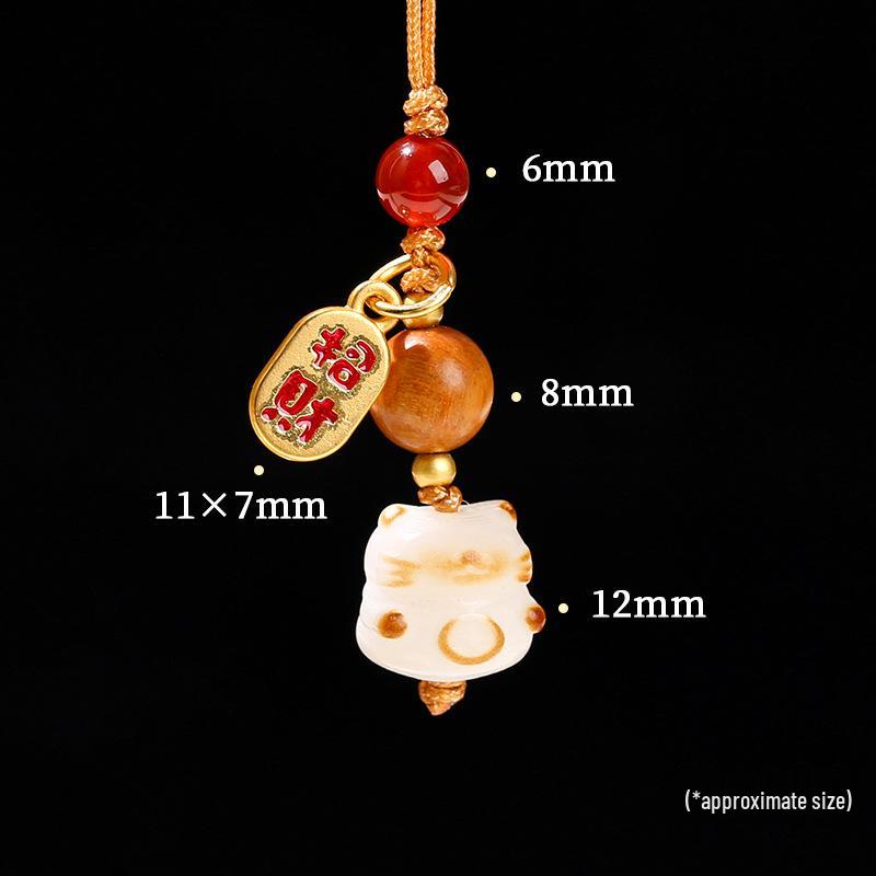 Jingde Schmuck Glückskatzenpfote Handy-Anhänger: Niedlicher Sandelholz Bodhi Schlüsselanhänger Anhänger