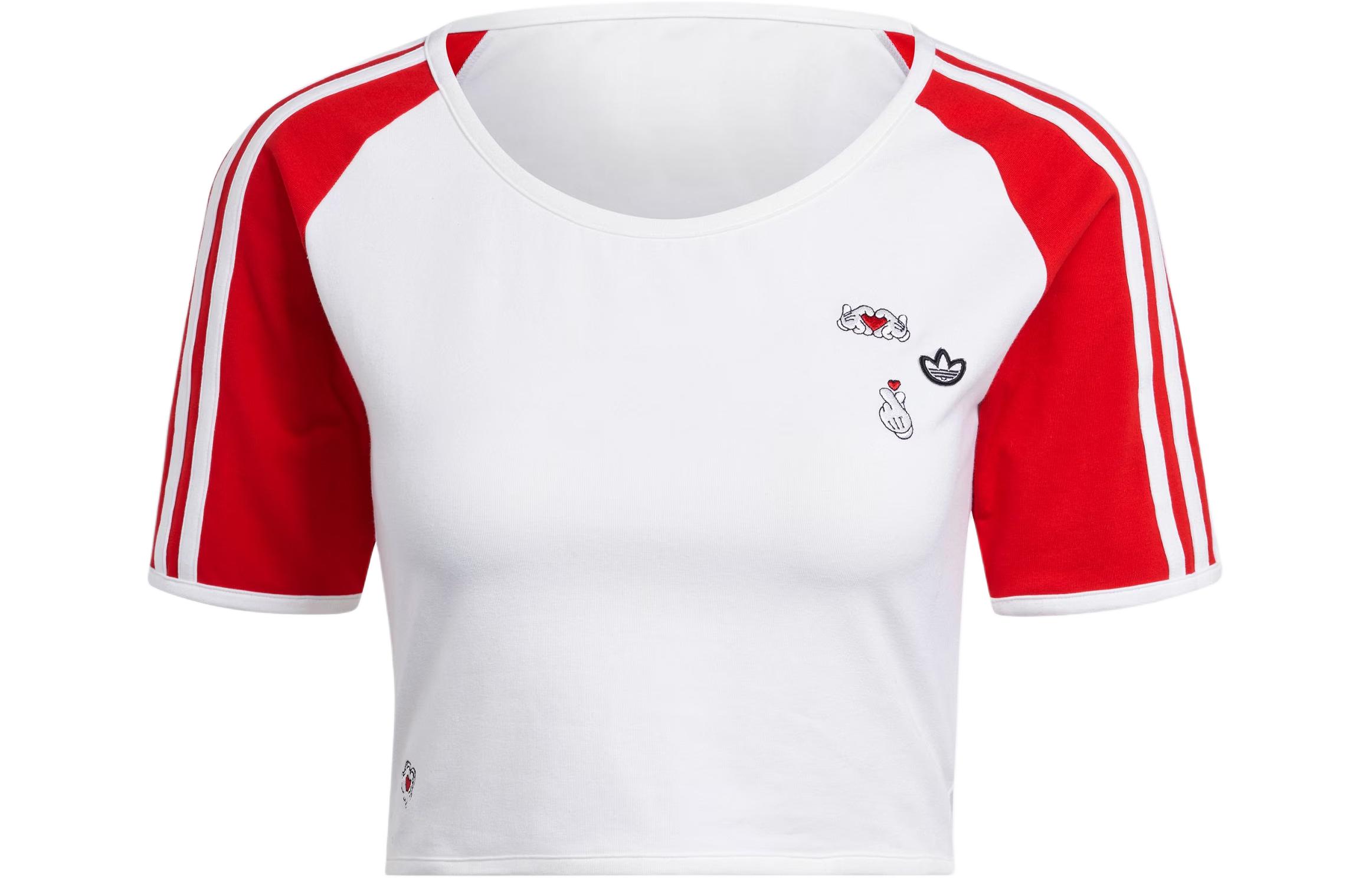 Adidas Originals x MICKEY MOUSE SS24 Raglan Sleeve T Shirt Women s White IY2268 XXS