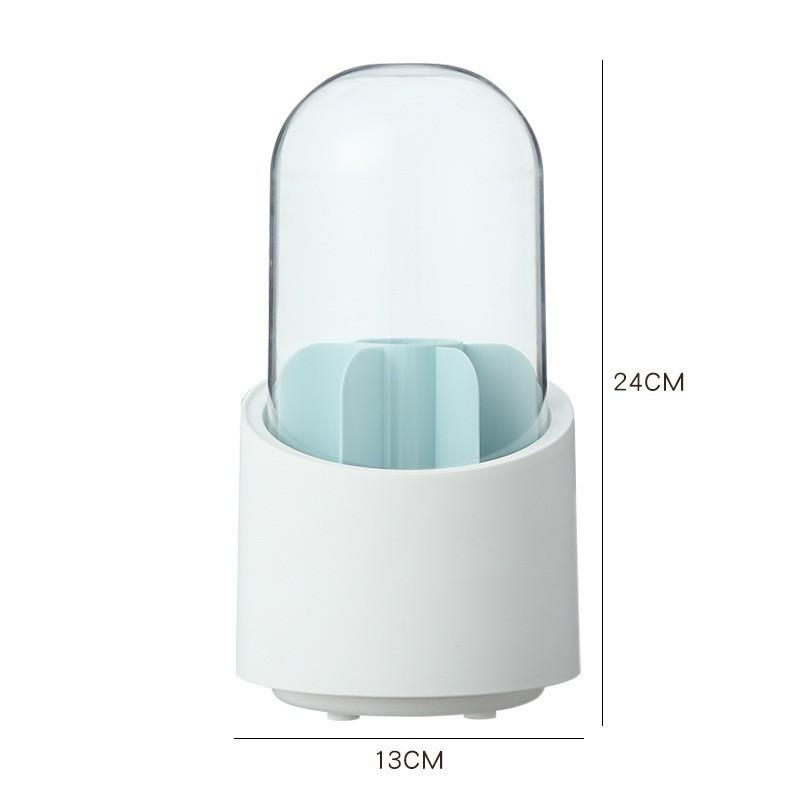 Recipiente Giratório de Armazenamento Grande Capacidade à Prova de Poeira Porta Pincel de Maquiagem Lápis de Sobrancelha Batom Caixa de Armazenamento para Mesa