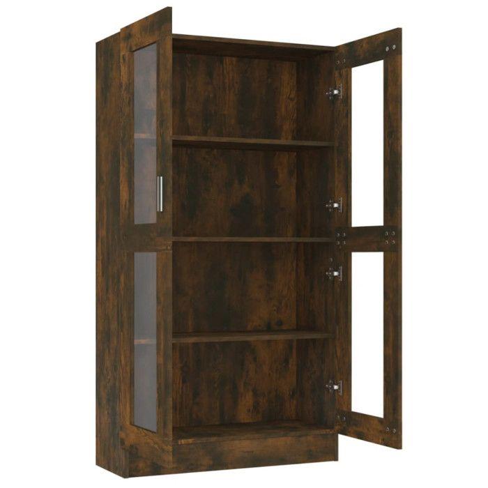 vidaXL Armoire à vitrine Chêne fumé 82,5x30,5x150 cm Bois d'ingénierie 815117