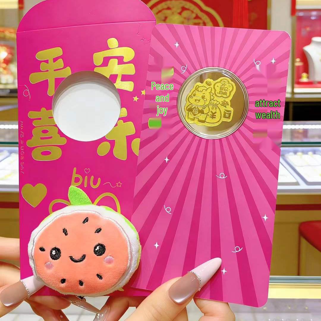 999 Pure Gold Horse Year Phone Sticker: Pink Red Envelope for Attracting Wealth Includes Gold