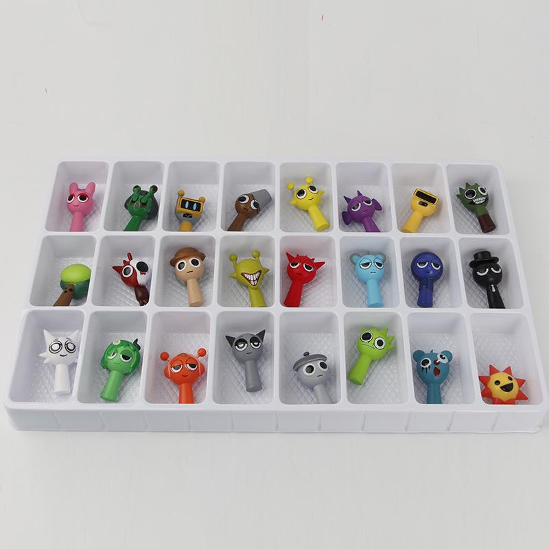 Cartoon Anime Rhythm Box Doll: Kids' Toy Car Trendy Cake Decoration – 24 Grids Blind Box