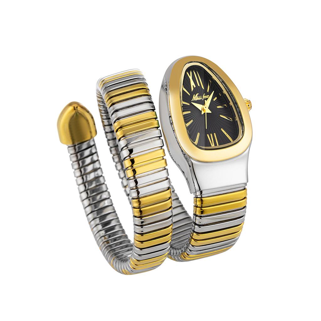 MISSFOX Classic Snake Shape Watch for Women Gold Silver Scaleable Bracelet Womens Watches Quartz Ladies Wristwatch