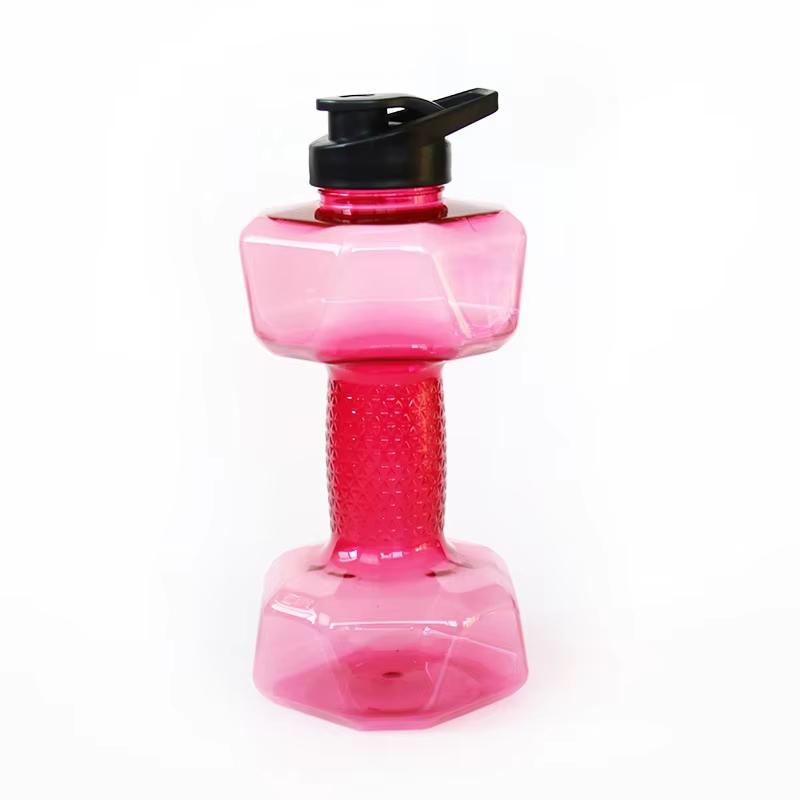 1 stück 1500 ml Hohe Kapazität Kunststoff Hantel Geformt Tragbare Wasserflasche Kreative Fitness Hanteln Sport Flasche