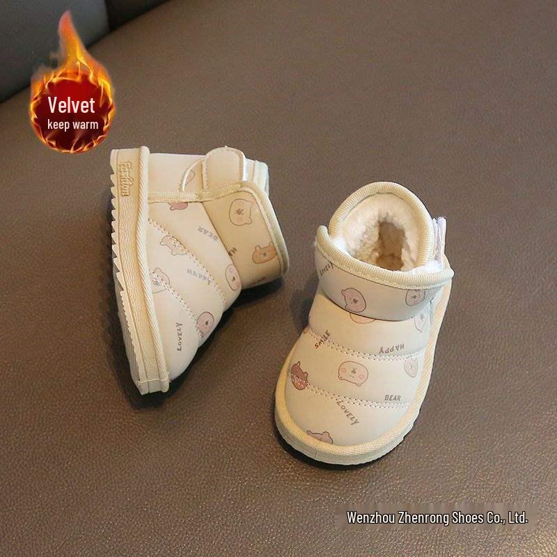 Girls' Winter Soft-Soled Cotton-Padded Boots for Toddlers, Fleece-Lined Baby Snow Boots, Ages 0-3 Years