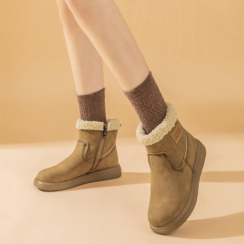 Ekte Lær Snøstøvler Dame V vintersko Vanntett Varm Plysj Kald Vinter Damer Ankelstøvletter Sklisikker Plussstørrelse 41