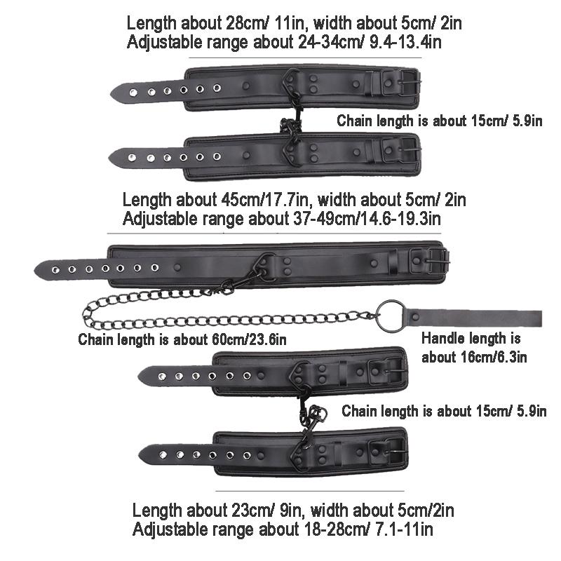 Schwarzes Echtleder Bdsm Bondage Set 3-teilig Fesseln Halsbänder Fußfesseln Handschellen Für Sex Bondage Set Sexspielzeug Für
