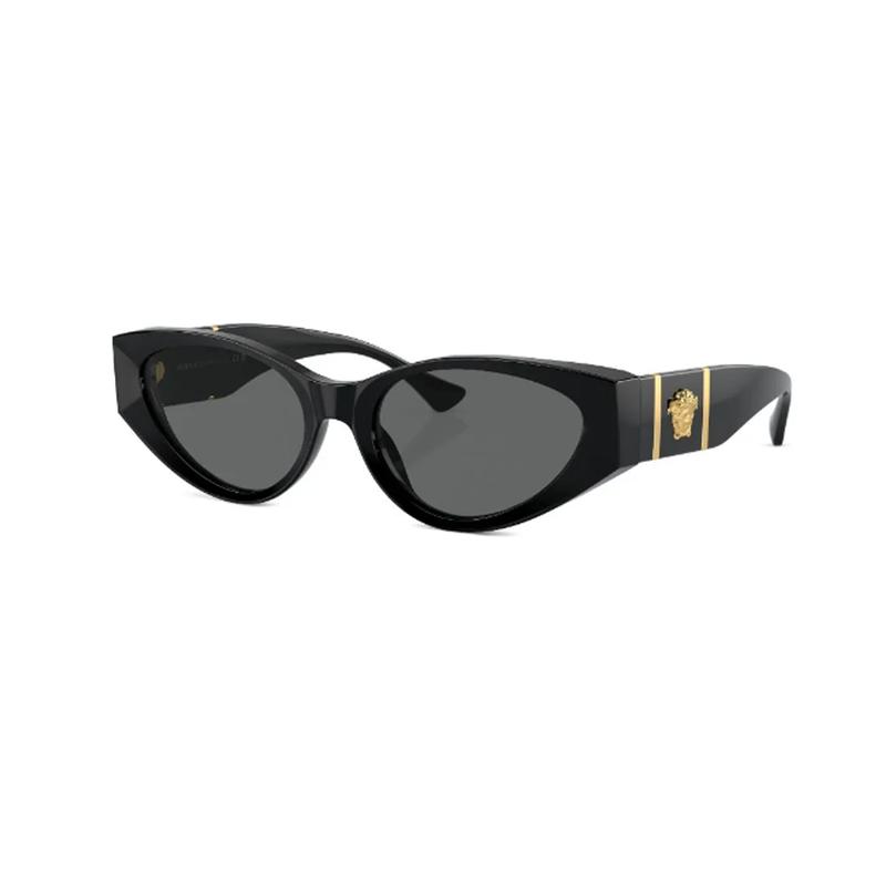 Versace Temple Logo Acetate Acetate Hardware Irregular Sunglasses Women Black 9328762 VE4454GB187-Black F