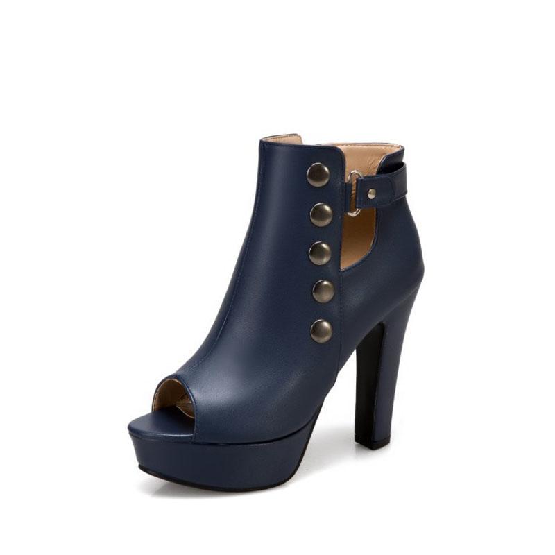 Peep Toe Sandals Women Fashion Rivet Platform Women Shoes Summer Autumn Ankle Boots Sandals Female Shoes Plus Size 43 WSH5342