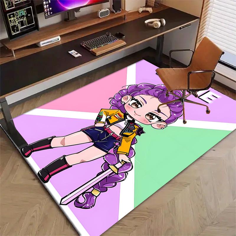 Custom KPop Demon Hunters Mat Personalized Name, Polyester Washable Indoor Entryway Rug, Gift for Christmas, Easter, Thanksgiving Day