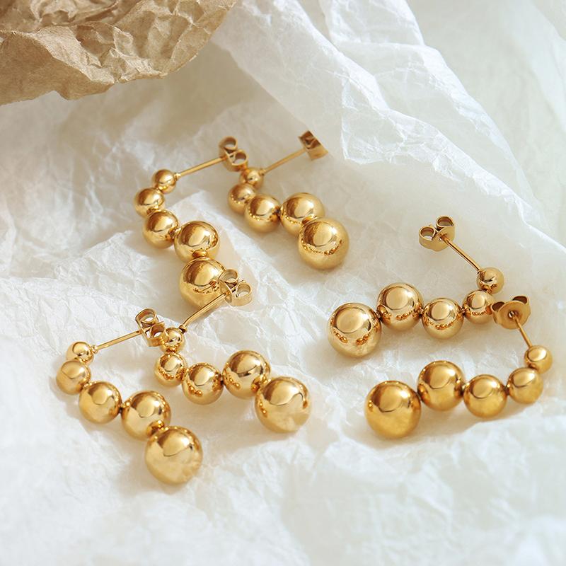 French Simple Small Steel Ball Earrings Stainless Steel Symbol Versatile Earrings