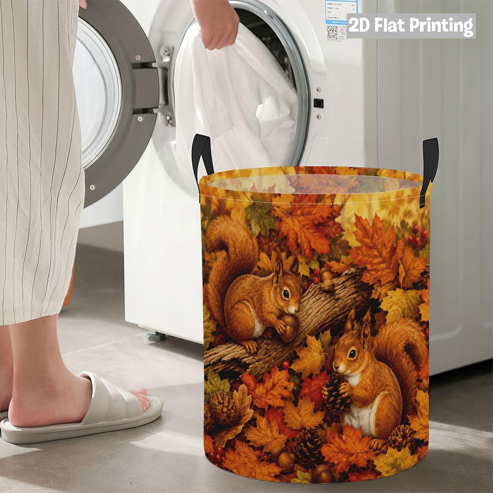 Collapsible Laundry Basket Large Round Waterproof Fabric Hamper Dirty Clothes Storage Bin Toy Organizer with Handles