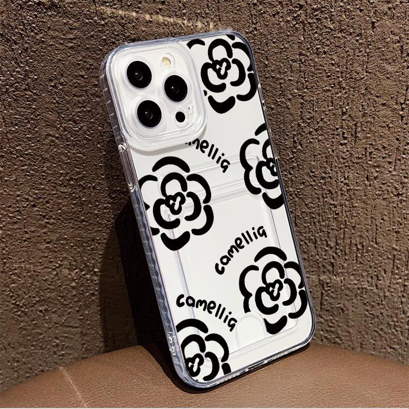 Card Slot Holder Silicone Wallet Pocket Case For Xiaomi Redmi Note 12 13 Honor 200 Smart Oppo A18 A38 A58 Samsung S23 S24 S25 Cover Clear Phone Bumper