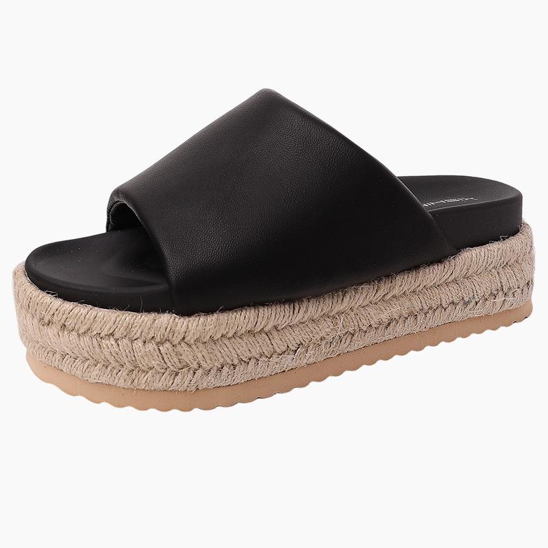 Fashion and versatile casual thick-soled one-word drag women's summer retro design feels comfortable and wears flat-soled cool slippers women's shoes