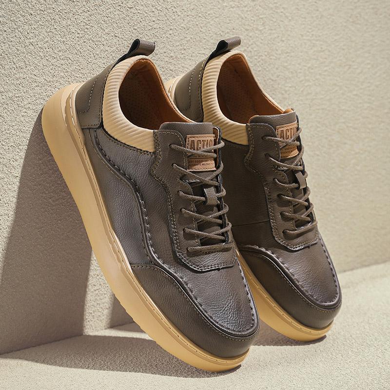 Genuine Leather Men's Outdoor Shoes Fashion Casual Shoes Comfortable Lace Up Oxfords Sneakers Leisure Walk Male Treking Footwear