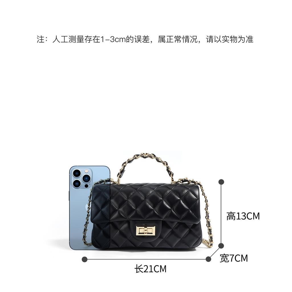 Genuine leather 2025 Xiaoxiangfeng cowhide handbag, shoulder crossbody women's bag, diamond chain bag, pillow bag.