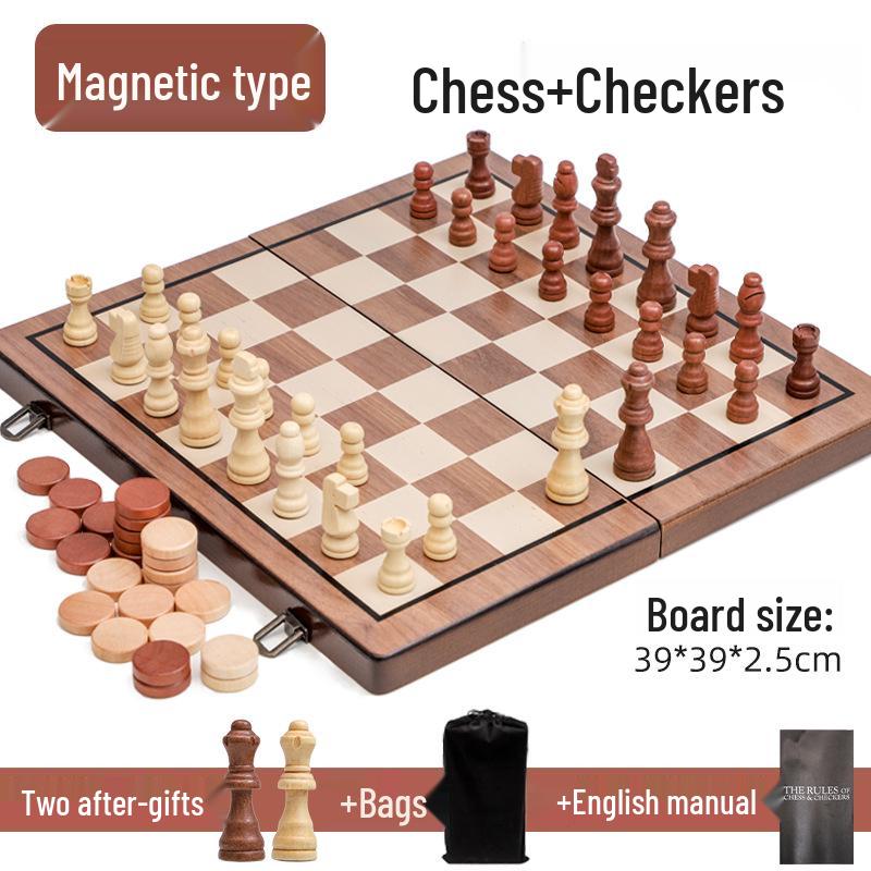 

Магнитный складной деревянный набор для образовательной игры «Два в одном» — шахматы и шашки