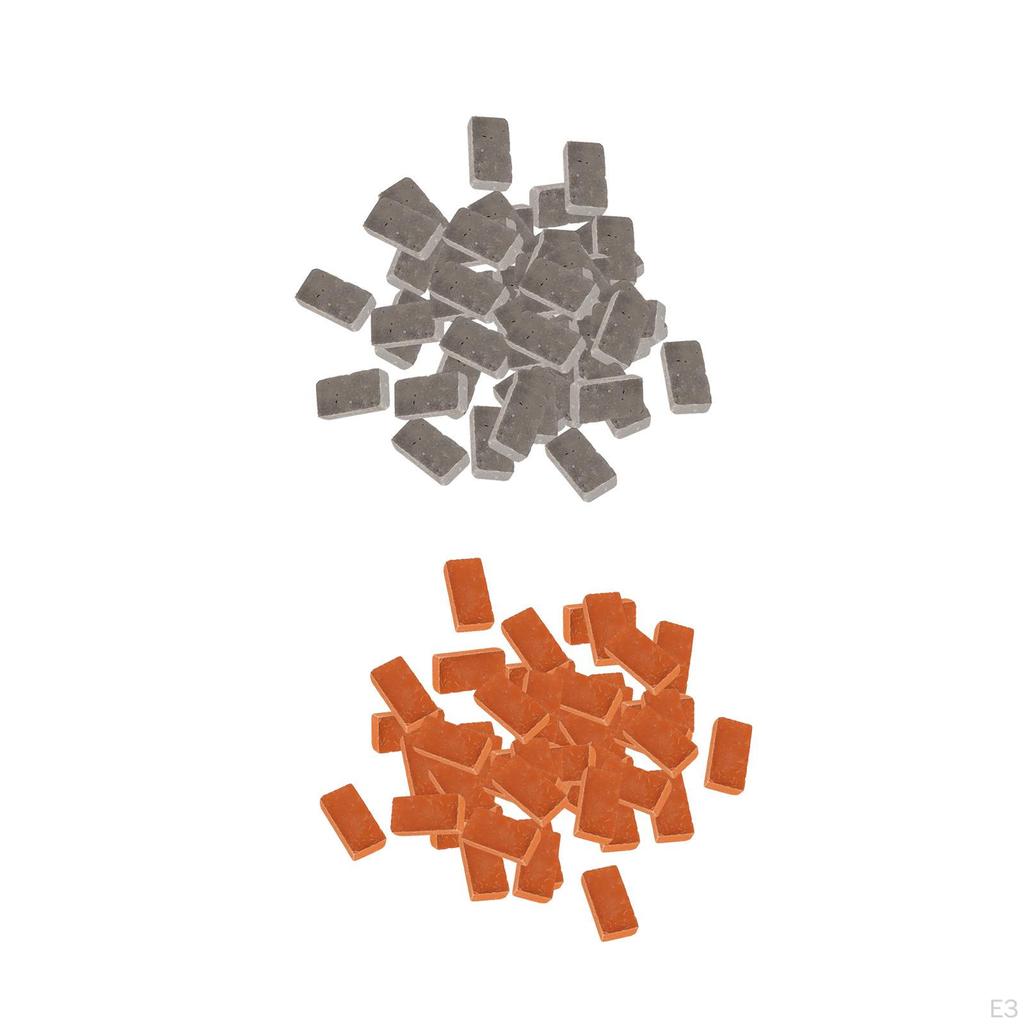 50 stykker 1/16 Miniatyr Livaktig Murstein Mini Kunstig for Dukkehus