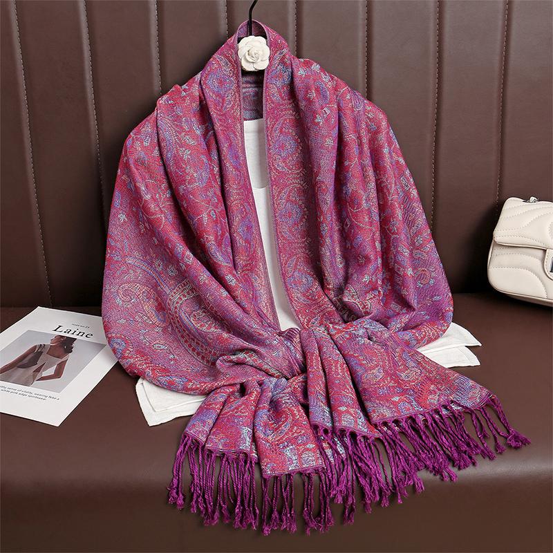 Women Paisley Scarf Cashmere Feeling Pashmina Shawls Tassel Hijab Head Wraps Femme Winter Scarves Foulard Bufanda