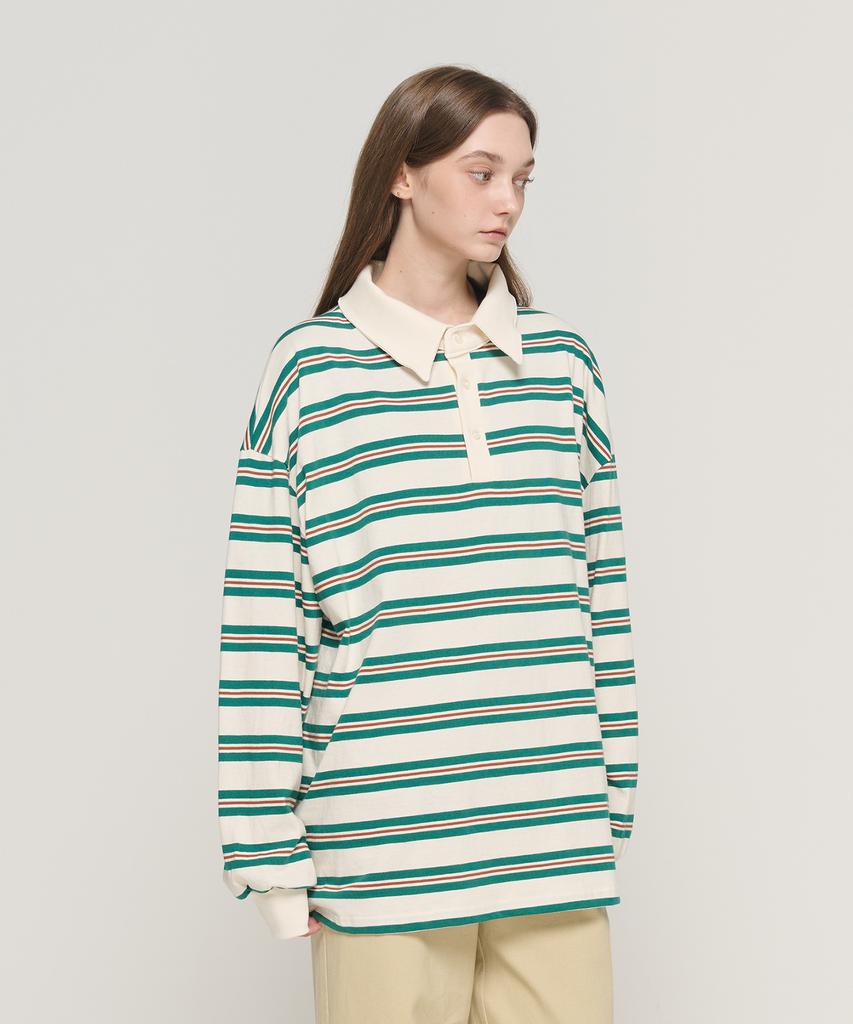 CARGOBROS FÜR DAMEN Gestreiftes lockeres Poloshirt (Elfenbein)