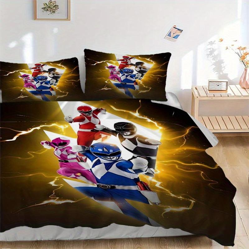 

3pcs Lightning Power Rangers Printed Quilt Set - Includes 1 Quilt Cover and 2 Pillowcases, Machine Washable - Suitable for All Seasons.F035 135x200cm