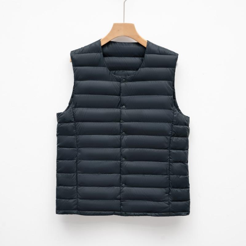 Autumn and Winter Men's Down Vest Light Down Jacket Liner Crew Neck Jacket Solid Color Large Size Vest