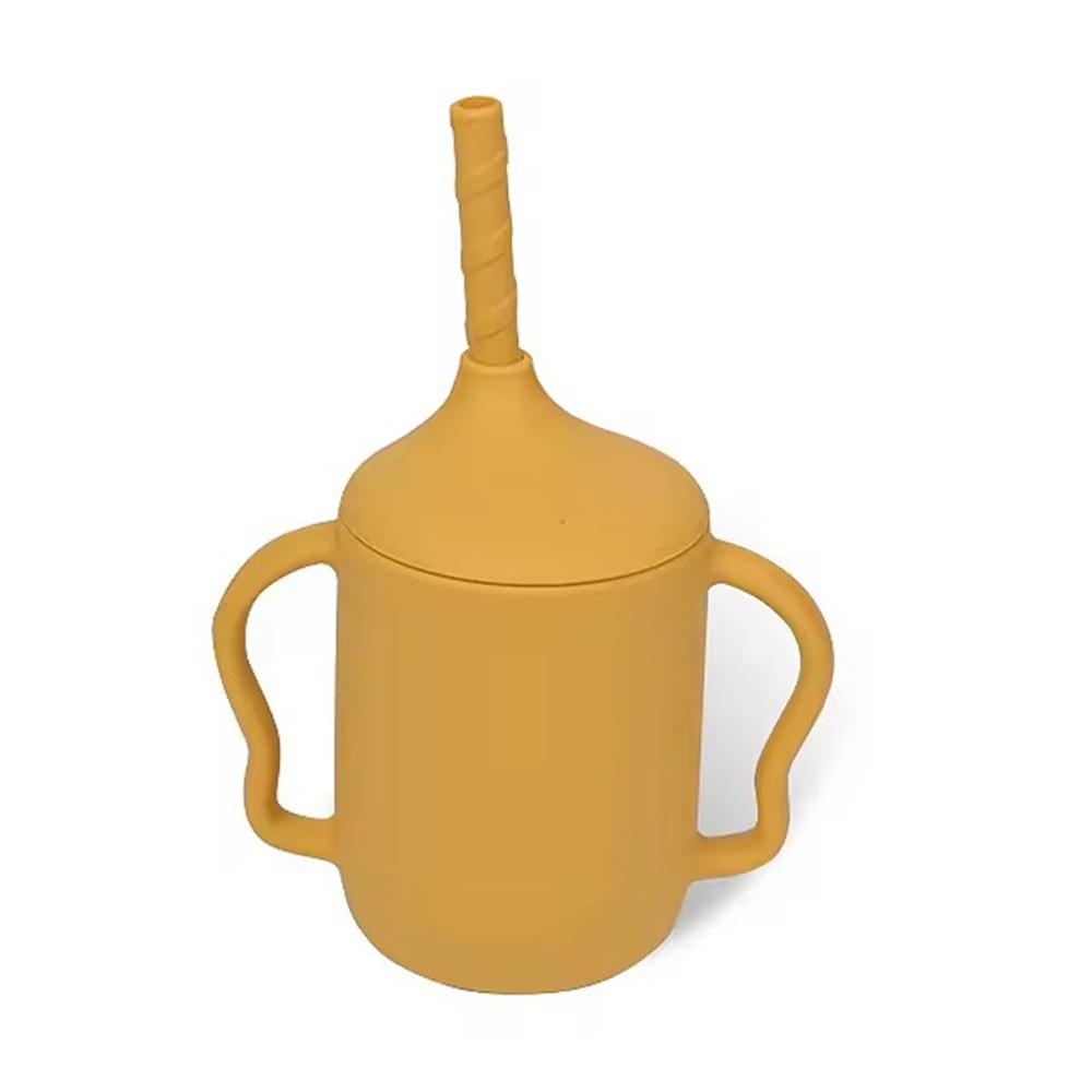 Food-Grade Silicone Straw Cups Children s Drinking Cups Fall-Proof, High-Temperature Resistant And Double-Ear Silicone Maternal