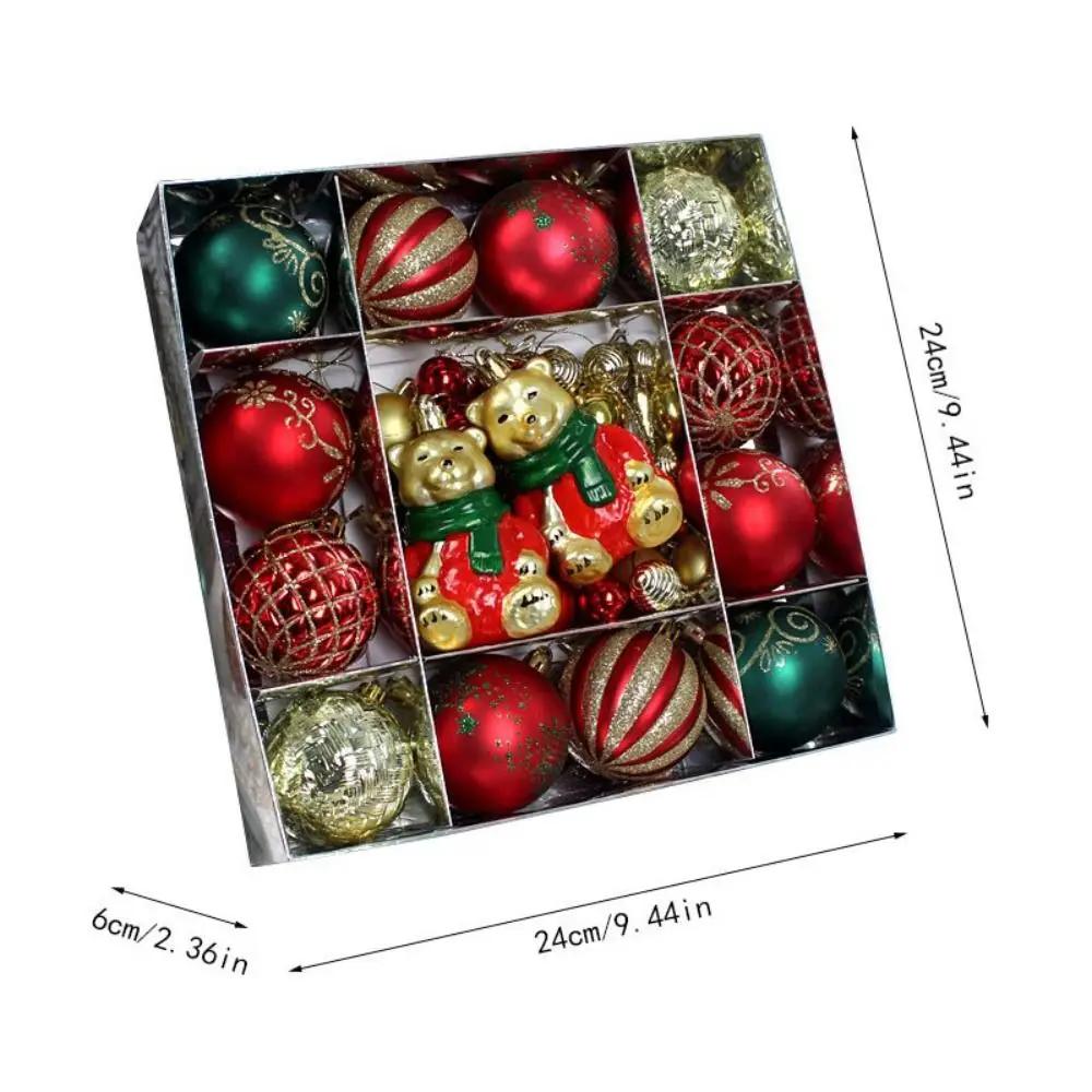 Plastic Christmas Ball Pendant Round Ball Colored Ball Christmas Tree Decoration Painted Christmas Party Decoration