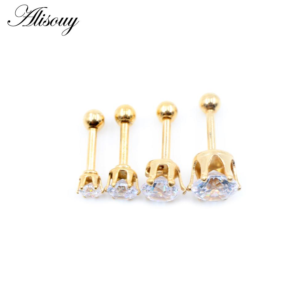Alisouy 2pcs 3-6mm Ear Stud Earrings Hypoallergenic Round Cubic Zirconia Stainless Steel CZ Girls High Quality Women Earrings