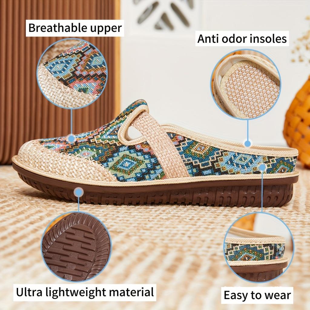 Vibrant Geometric Slip-On Sneakers for Women - Lightweight, Comfort-Soled Mules Perfect for Everyday Wear