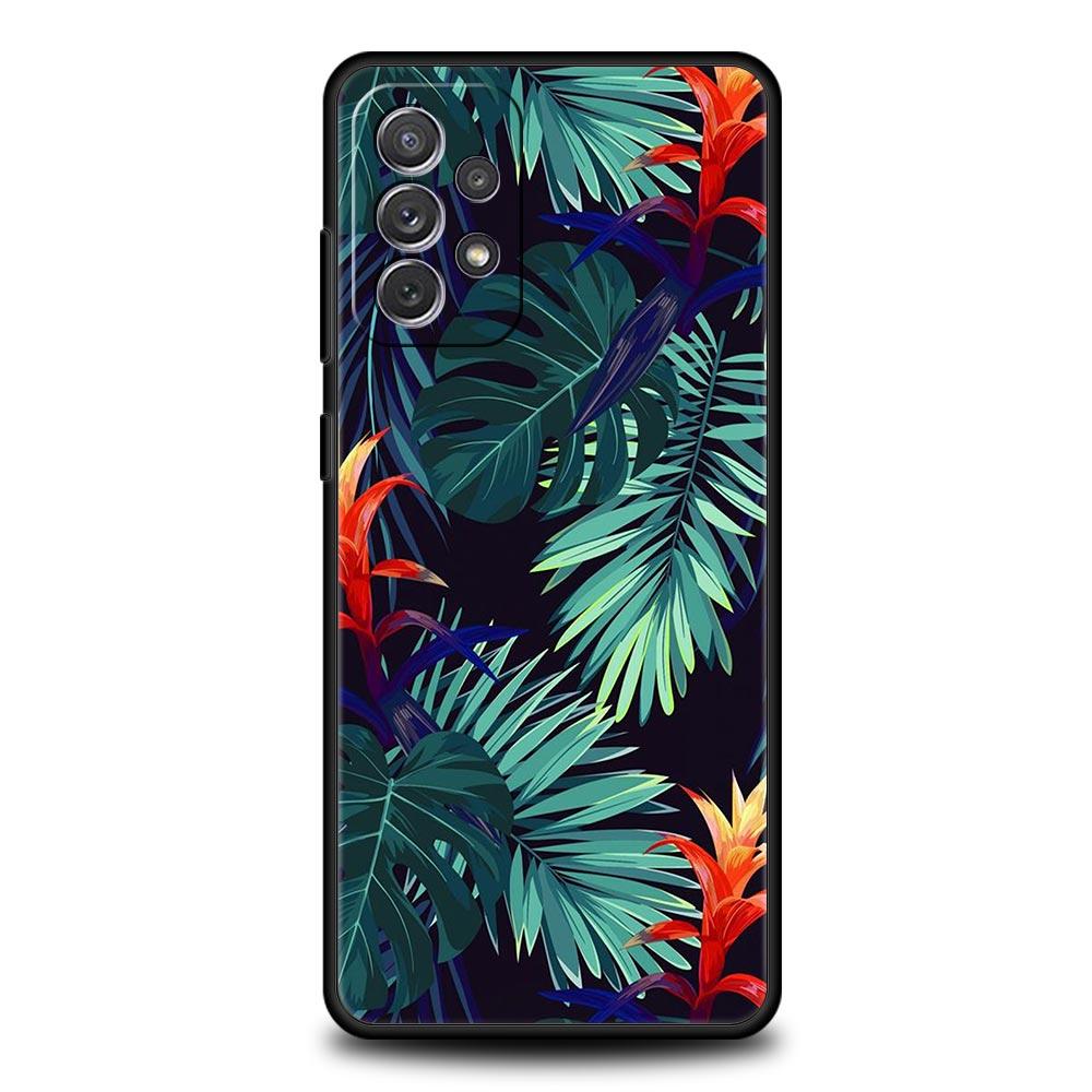 Vintage Banana Leaf Flower Case for Samsung A51 A71 A21S A12 A11 A15 A25 A31 A41 A52 A32 A23 A33 A53 A73 A03S A05S A13 5G Cover