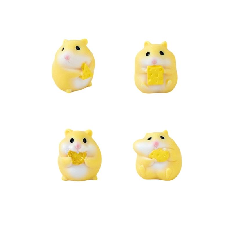 

4Pcs Animal Statues Little Yellow Hamster Statues Sculptures Hamster Figurines Lawn Yard Decorations Photograph Props 1