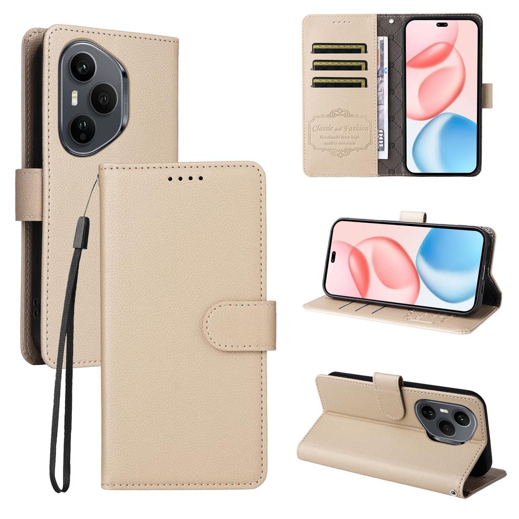 For Honor 400 Pro 5G (Global) Case RFID Blocking 3 Card Slots PU Leather Phone Cover with Wrist Strap