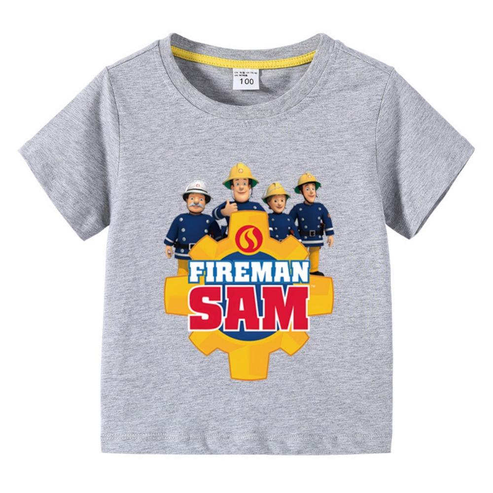 Anime Kids Tee Shirts Fireman Sam  T Shirt for Boys Clothing Funny Y2k Tops Children's T Shirt Parent Child Tshirt Women