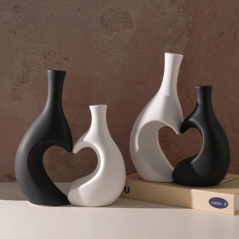 אגרטל פרחים לא סדיר רטרו יצירתי חיקוי קרמיקה פלסטיק אגרטל פרחים קישוט למשרד בסלון