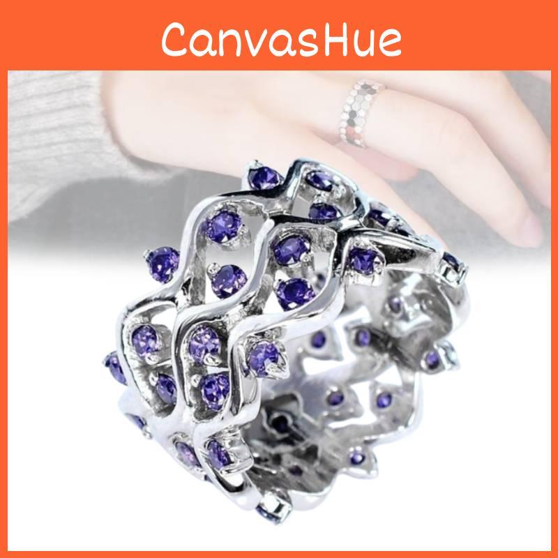 Amethyst Zircon Ring Wavy Streak Fashion Simple Classic Gift Retro