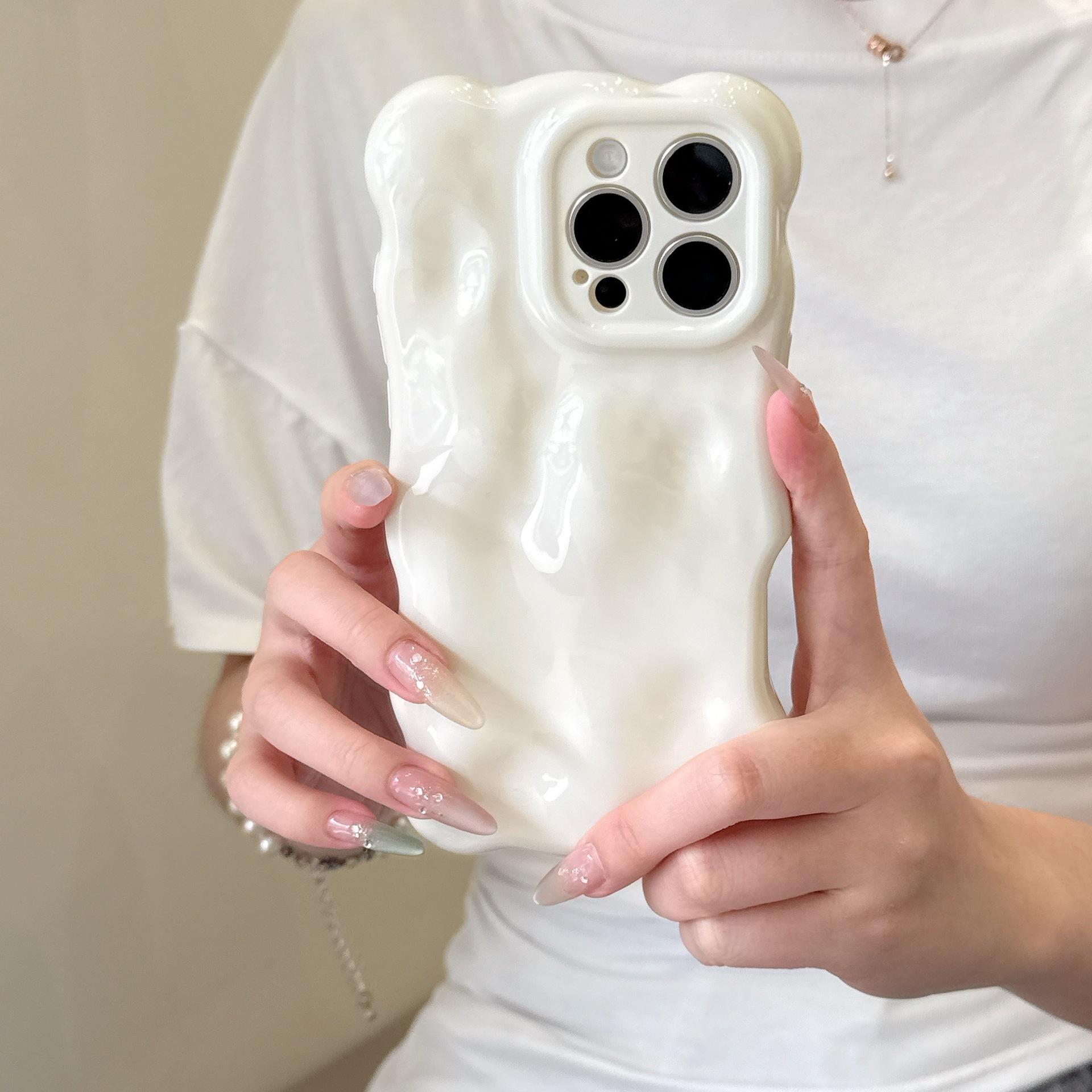 

Niche INS Style Solid Color Wave Shell Compatible with iPhone 16 Pro Max Phone Case Apple 17 New Model 14/15 17air(without Packaging