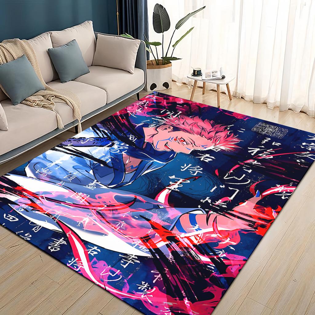 3D Cartoon Jujutsu Kaisen Anime Itadori Yuj Teppich für Wohnzimmer Schlafzimmer Zuhause Sofa Dekoration, Kinder Spiel Rutschfeste Bodenmatte