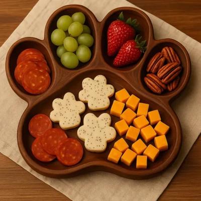 Charcuterie Platter with Compartments Dog Themed Appetizer Tray for Cheese Meats And Snacks Dog-Faced Serving Board for Parties And Picnics
