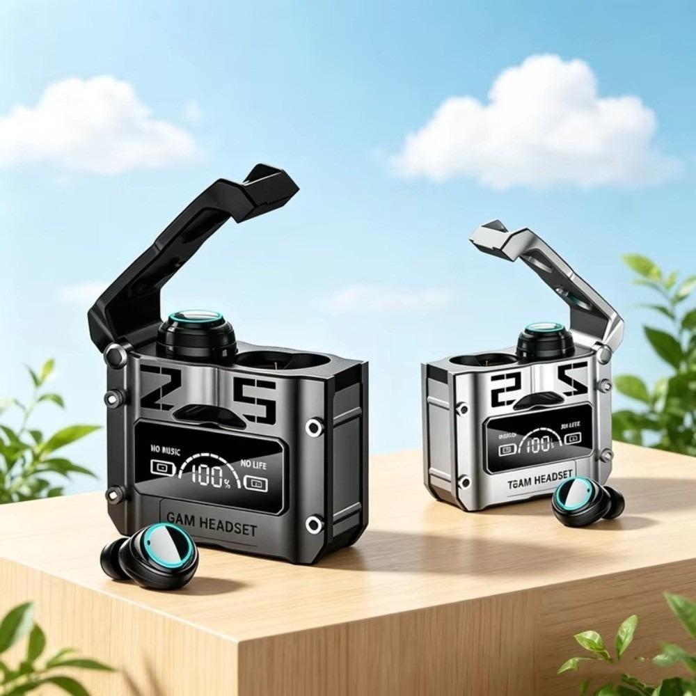 Mecha Design Noise Reduction Earbuds Long Battery Life Stereo Headset Travel Use