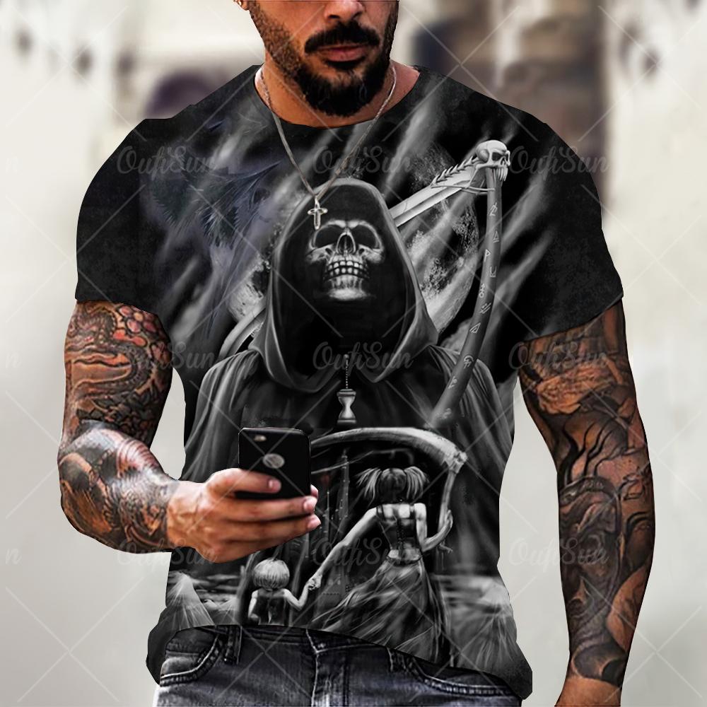Vintage Horror Skull 3d Print Men's T-shirt Summer Classic Casual O Neck Short Sleeve Fashion Loose Oversized Tops Tee Shirt Men