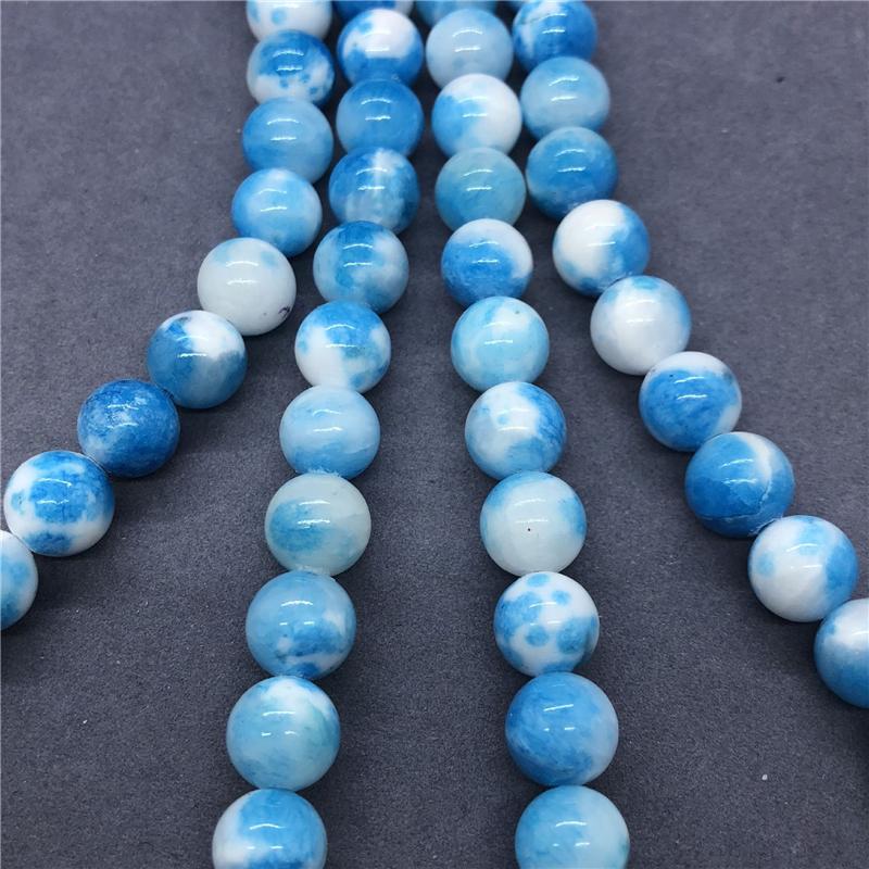 Persian Chalcedony Blue White Loose Beads Round Beads DIY Bracelet Necklace Jewelry