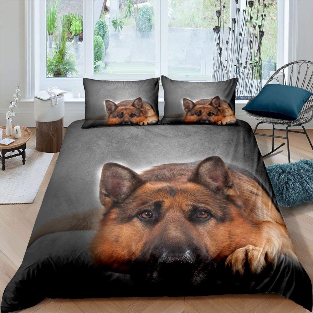 German Shepherd Duvet Cover Set Police Dog Comforter Cover Full King Size For Boys Animals Bedding Set Puppy Dog Bedspread Cover