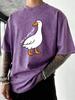 Who Is Calling Goose Printed Washed T Shirts Men Vacation Cotton TShirt Summer Loose Tee Tops Breathable Gym Short Sleeves