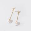 E720 Gold-Plated Long Pearl Earrings - Korean OL Style