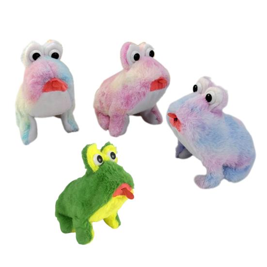 Electric Plush Frog Toy with Sound Movable Tongue Interactive Walking Animal Plushie Musical Stuffed Doll Kids Boys Girls Birthday Gift