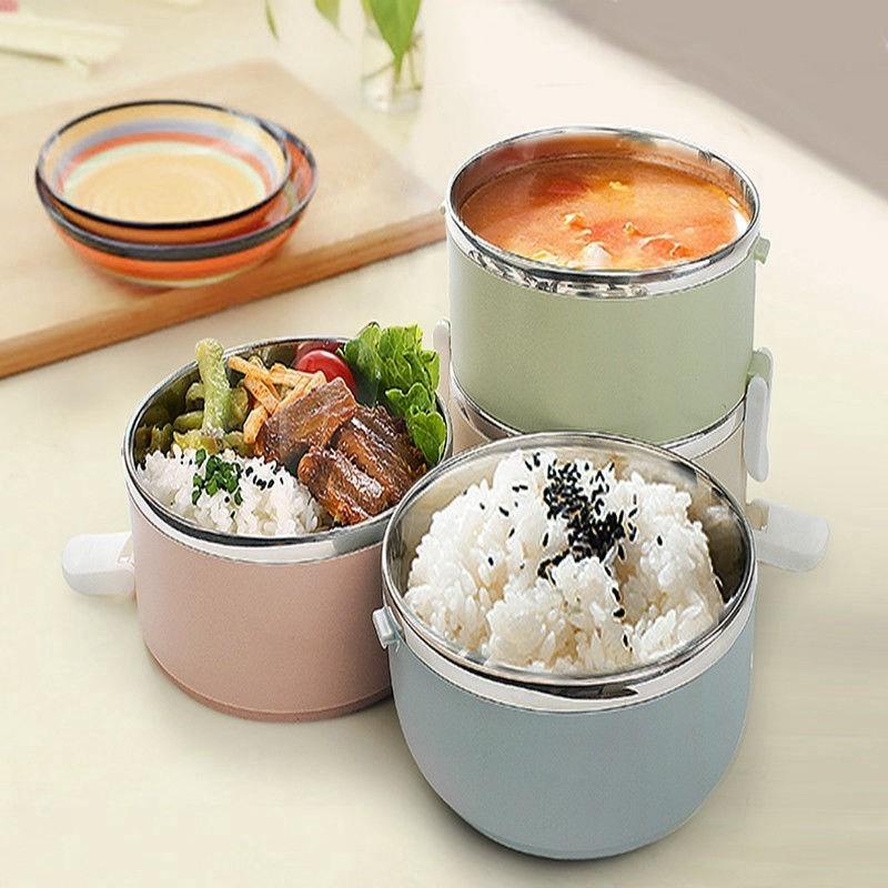 Elegantní 3patrový nerezový termicky izolovaný piknikový obědový box pro celodenní čerstvost